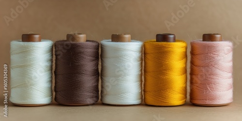 Quality Sewing Threads in Various Colors on Display Against a Simple Background.