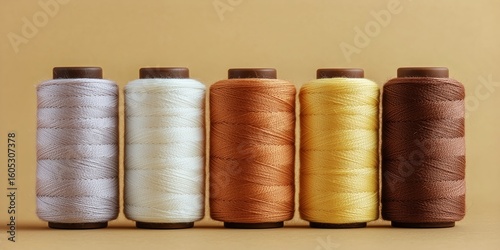 Quality Sewing Threads in Various Colors on Display Against a Simple Background