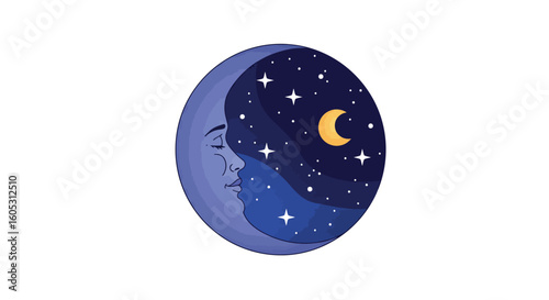 Celestial dream: moon and stars in a serene night sky design