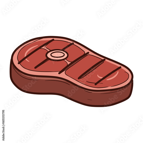 Grilled beef steak illustration with grill marks. Vector illustration