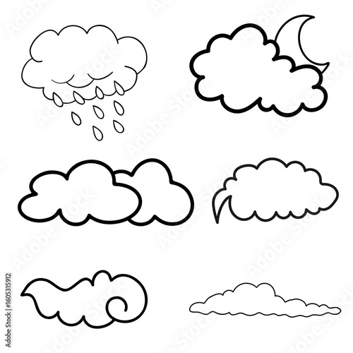 Minimal Cloud Line Art Icon – Vector Design for Networking, Databases & Synoptics Concepts