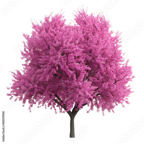 redbud tree isolated on white background, png, ai generated.