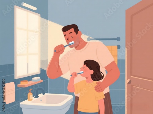 Morning Family Routine – Cozy Candid Flat Illustration