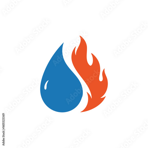 Water drop and flame symbol representing hot water or heating services