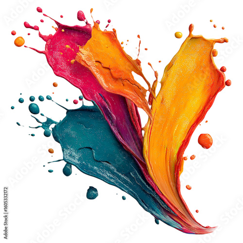 Colorful splash art liquid paint vibrant artistic background design  isolated on transparent background