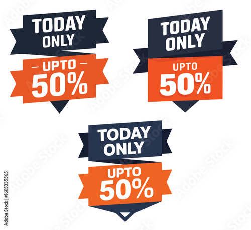 Today Only 50% Off Ribbon Badges - Daily Deal Vector Banner Set