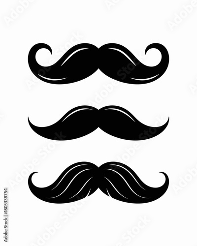 Black mustaches on white background facial hair illustration