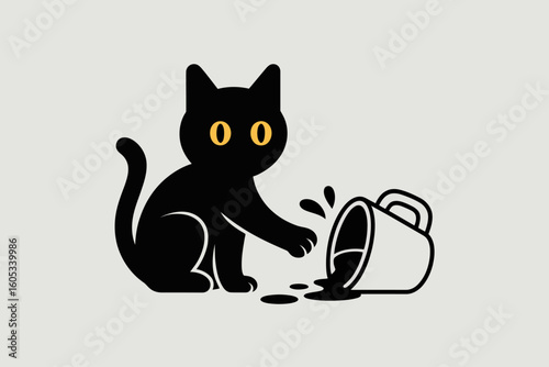 Black cat spills coffee spilled coffee liquid