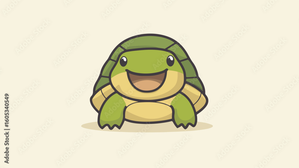 Fototapeta premium Happy Smiling Turtle Simple Line Vector Illustration
