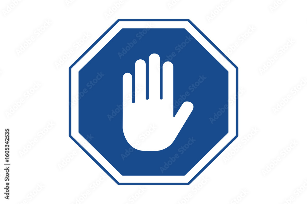 Obraz premium blue stop hand sign
