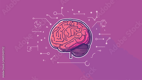 Artificial Intelligence Brain Vector Cartoon Icon