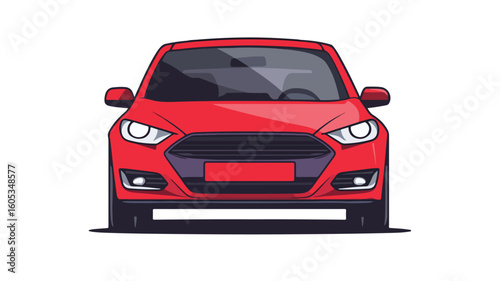 Dynamic Front View Car Illustration on White Background
