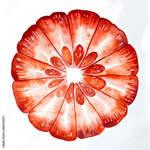 My Watercolor hand-painted sliced Strawberry painting illustration isolated on a white background, vector illustration, AI painting design, EPS format design. vector illustration