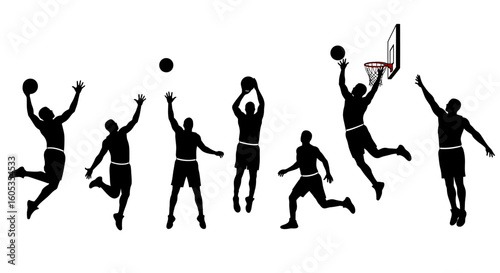 Basketball Players Silhouette Set