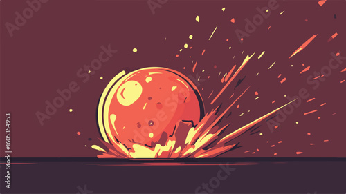 Exploded Flaming Ball Debt Concept Visual Illustration