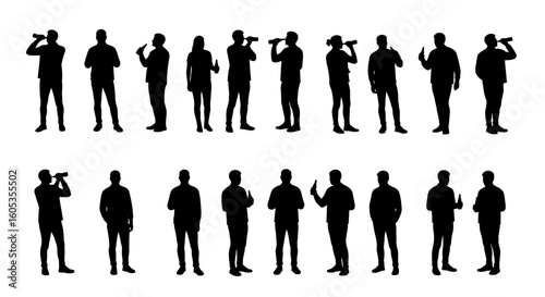 People Drinking Beer Silhouette Group of Men and Women Silhouette