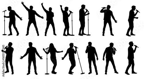 Singers and Performers Silhouette on White Background silhouette