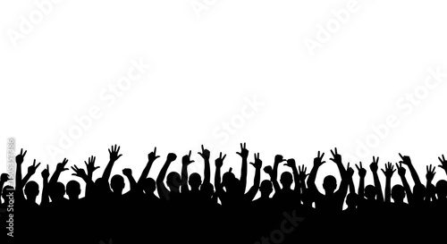 Crowd of People Cheering Silhouette