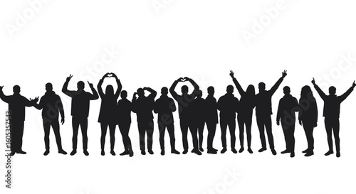 Group of People Celebrating Together in Silhouette Style silhouette