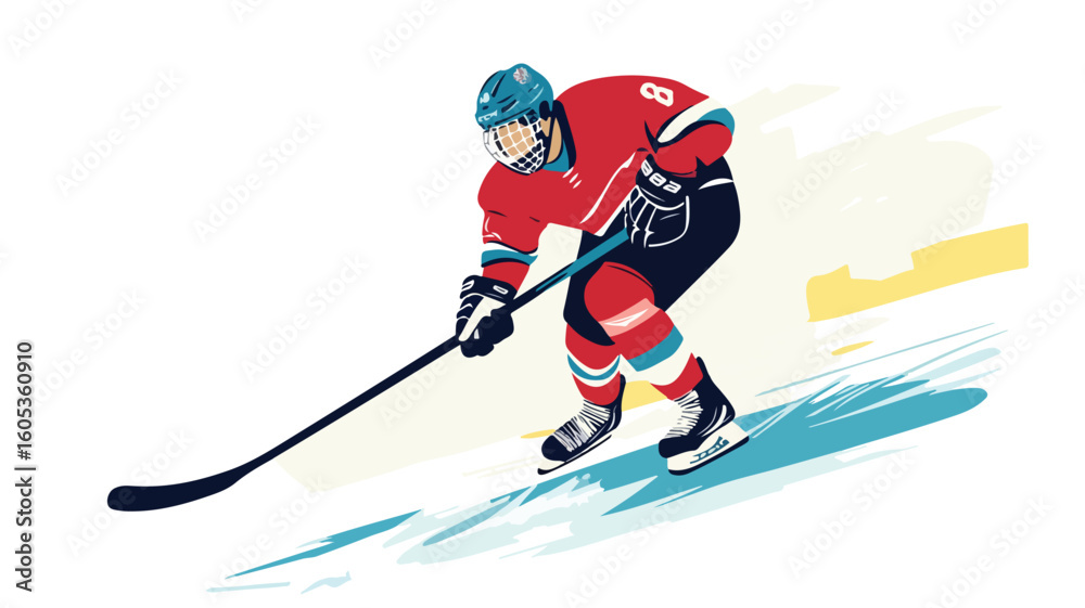 Obraz premium Dynamic Ice Hockey Vector Illustration for Sports Design Projects