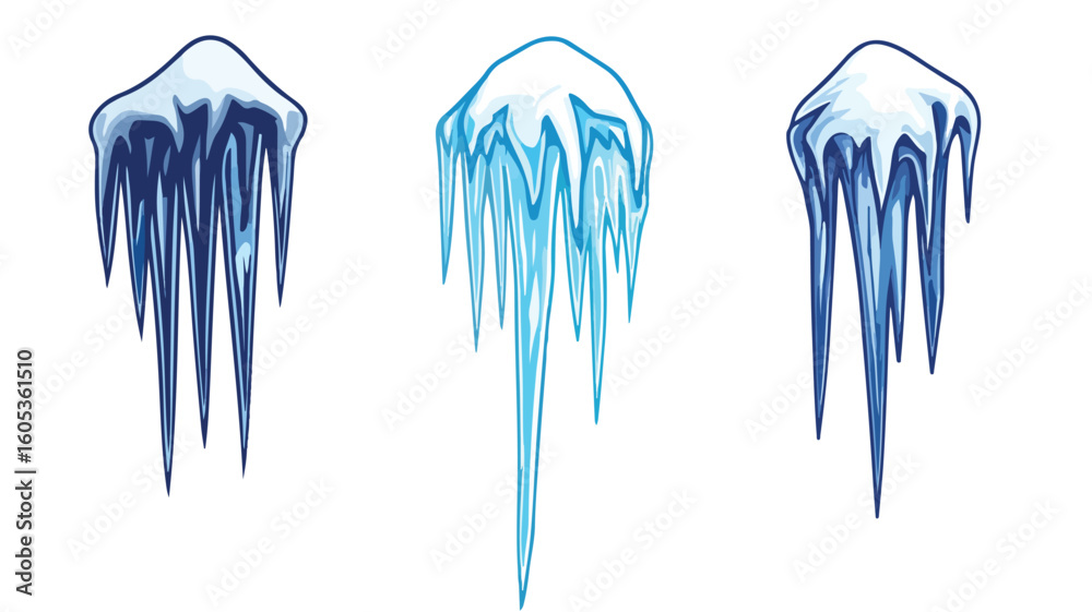 Naklejka premium Icicles Snow Cap Drift Vector Outline Symbol Icon for Winter Designs