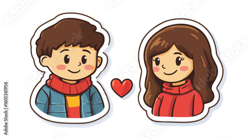 Internet Dating Cartoon Sticker Vector Illustration