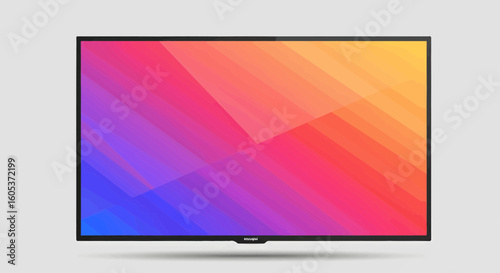 Vibrant Abstract Screen Display, Digital Art, Studio Setup, Graphic Design, Modern Environment, Front View, Colorful Patterns