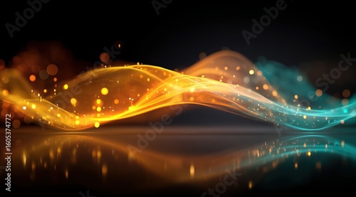 Dynamic Flowing Waves of Colorful Light with Reflections for Abstract Backgrounds