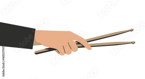 Hand Holding a Drumstick – Ready to Play Drums