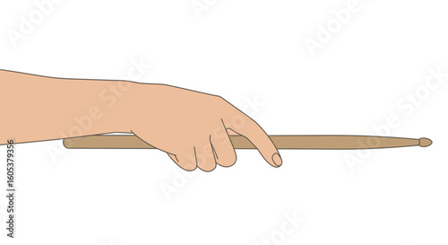 Hand Holding a Drumstick – Ready to Play Drums