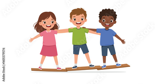 Children Skiing Together – Fun Winter Sports Activity