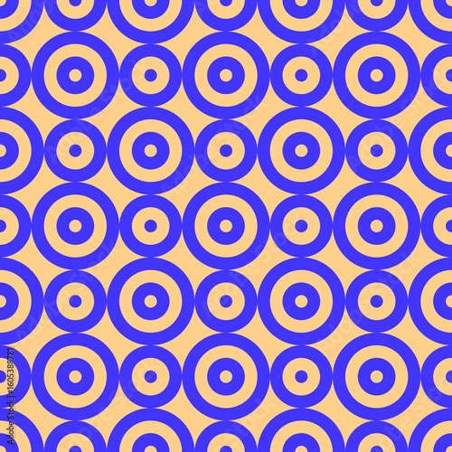 Circles pattern. Hoops seamless ornament. Dot motif. Circular figures backdrop. Rounds background. Rings wallpaper. Digital paper, textile print, web design, abstract image. Vector illustration.