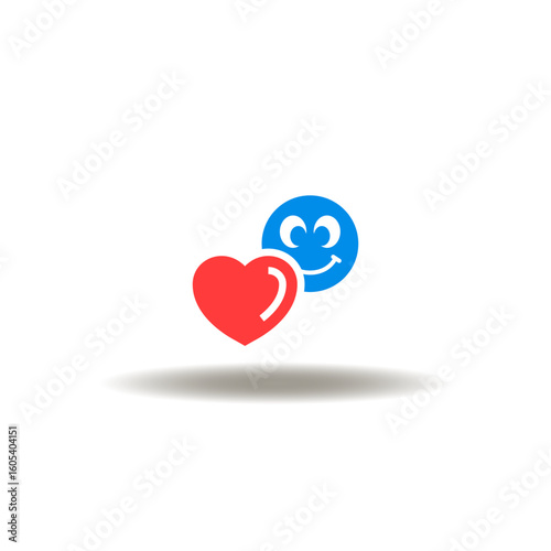 Vector illustration of heart and smile face. Symbol of wellness. Sign of satisfaction.