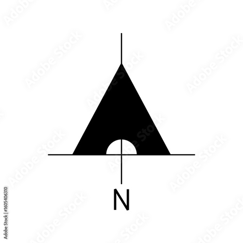 Architectural north arrow and compass outline vector
