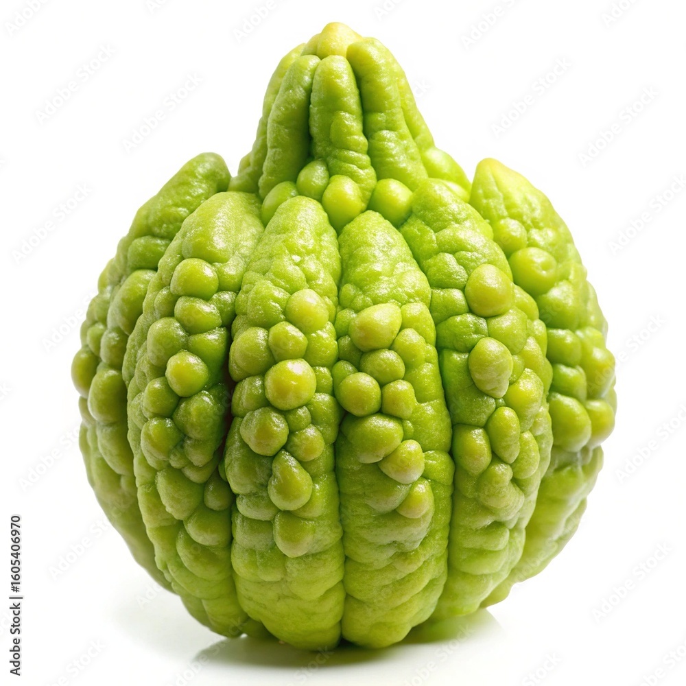 Fototapeta premium Close up studio shot of a fresh green bitter melon gourd