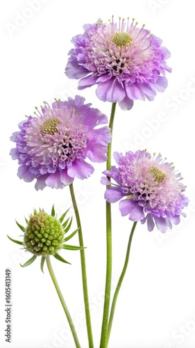 Close up shot of beautiful Scabiosa flowers in various stages of bloom