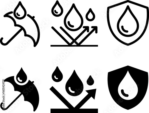 Water resistant signs. liquid protection icon vector illustration.