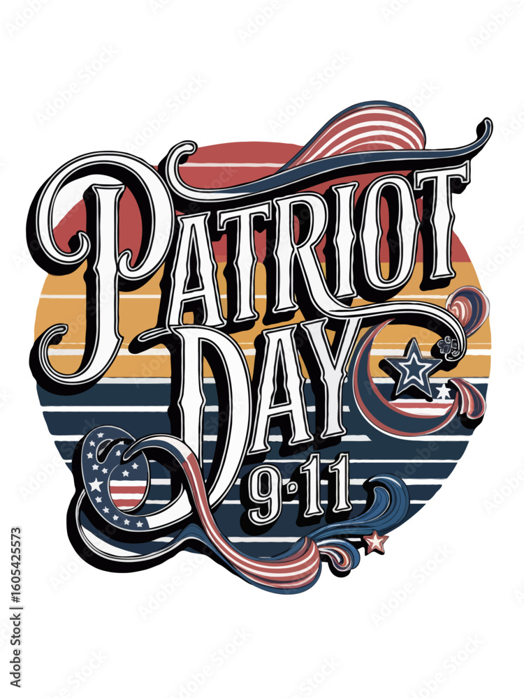 Naklejka premium Patriot Day Shirt Design in EPS Format – Vector Typography Style