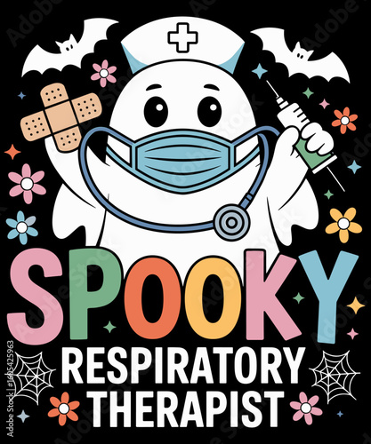 Groovy Spooky Respiratory Therapist Funny Halloween Ghost