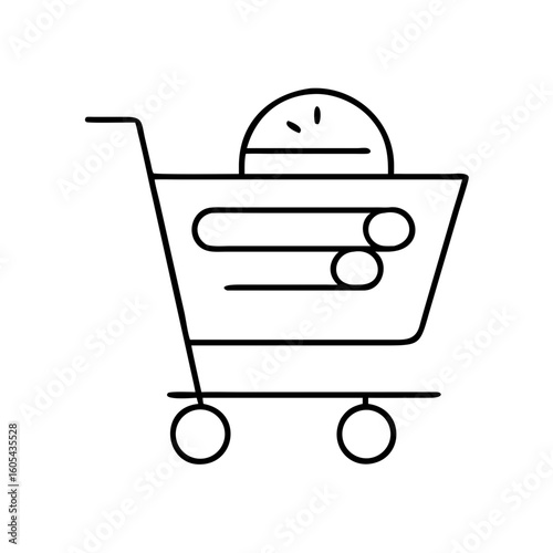 Shopping cart with a burger icon in minimalist style