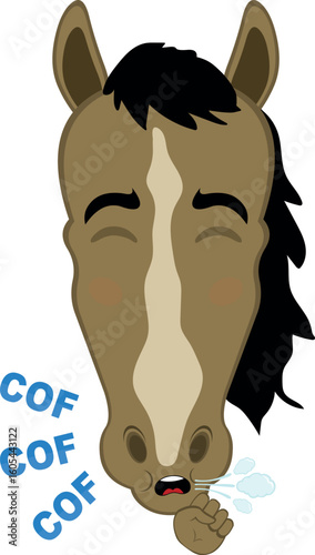 vector illustration character face horse cartoon coughing air with a COF COF text