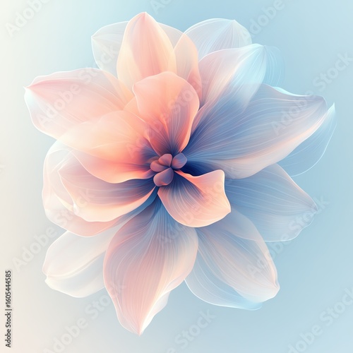 Beautiful Clean Minimalistic Pastel Color Design with a Flower, with Licensed Generative AI Technology Assistance  high resolution   for isolate image