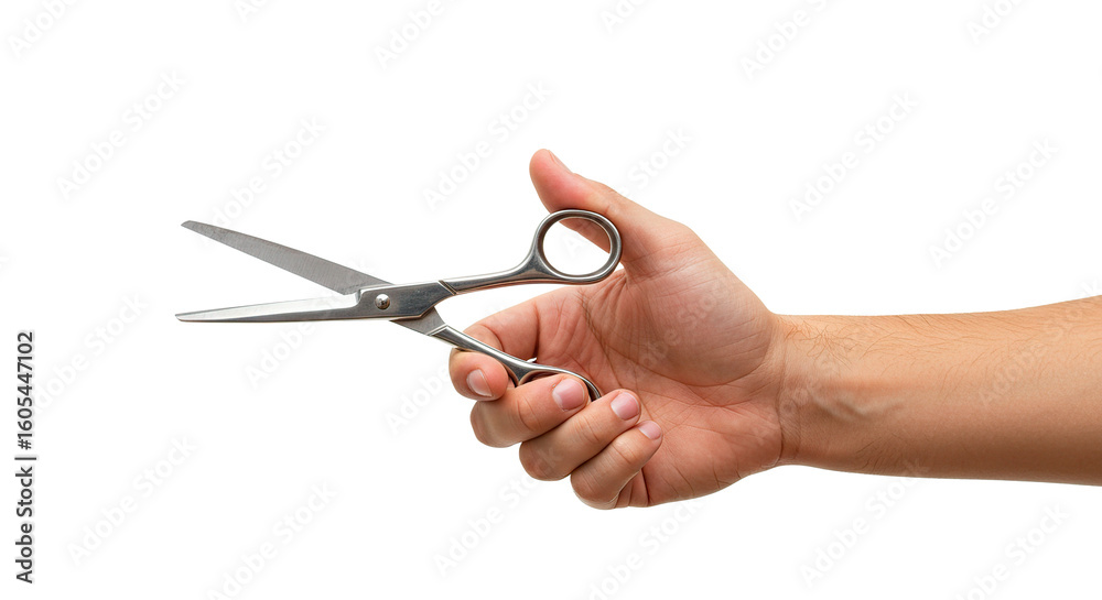 Hand holding metal craft scissors for cutting paper or fabric isolated on a dark plain surface view Hand holding metal craft scissors for cutting paper or fabric isolated on a dark plain surface view