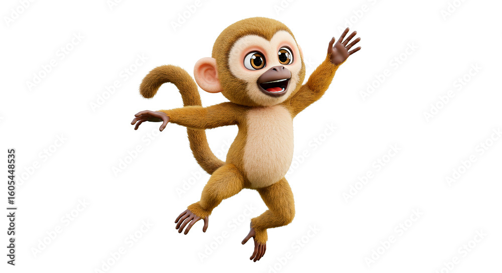 Obraz premium Cartoon monkey character illustration for animation and design projects featuring cute animal art style