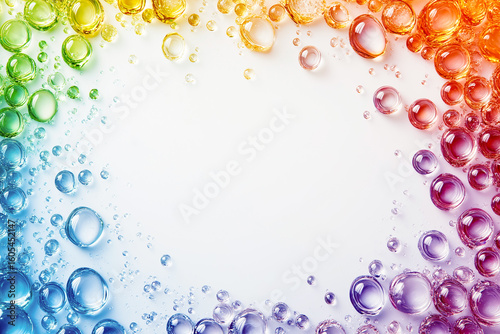 Empty background made with colorful oil bubbles with copy space, Generative AI image 
