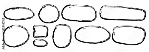 Hand drawn elipses, Hand drawn ovals, circles and ellipses collection. Highlight oval frames, vector doodle ellipses. Set of various geometric round shapes to circle and highlight text. Elements for d