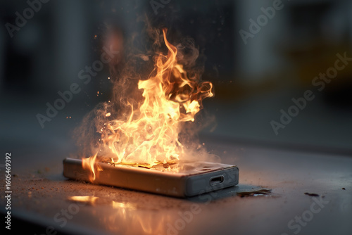 Wallpaper Mural 発火するモバイルバッテリー　画像生成AI Torontodigital.ca