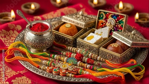 A festive assortment of Raksha Bandhan decorations.