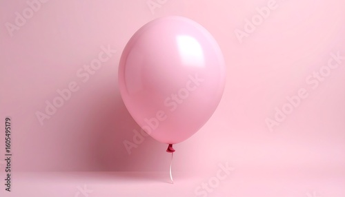 Single pink balloon against pink background