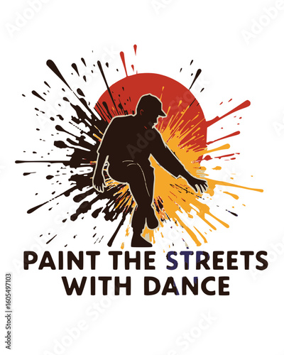 Dancer expressing joy against a colorful splash background